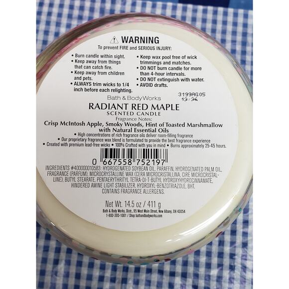 BBW Radiant Red Maple Limited Edition Vault Large 3 Wick Candle Home Fragrance - Picture 2 of 2